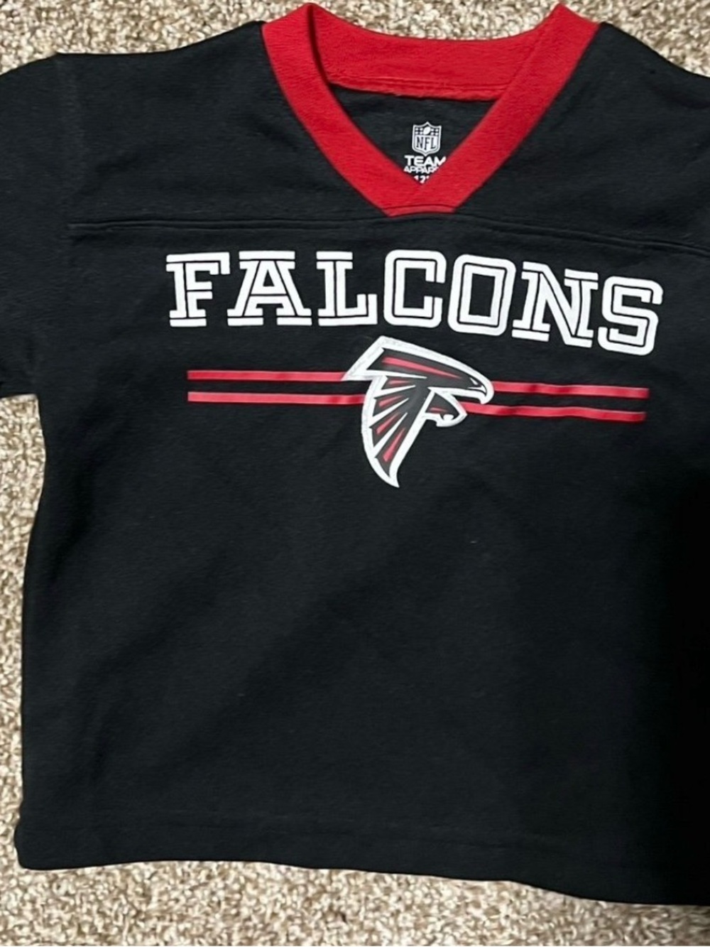 NFL Falcons Black and Red Short Sleeve Kids Tee